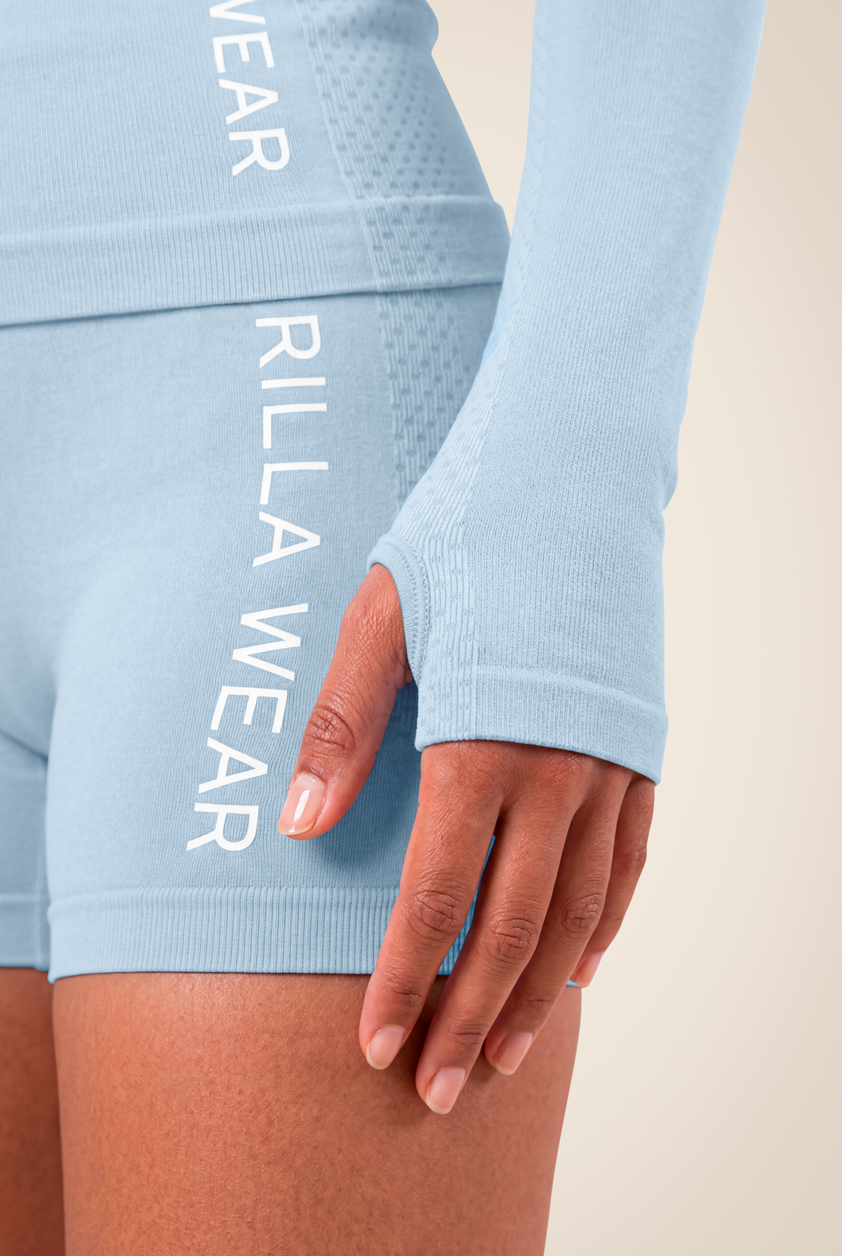 Gorilla Wear Selah Seamless Long Sleeve - Light Blue - Detail View