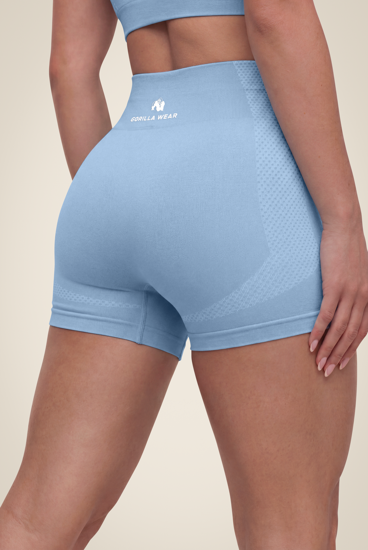 Gorilla Wear Selah Seamless Shorts - Light Blue - Detail View