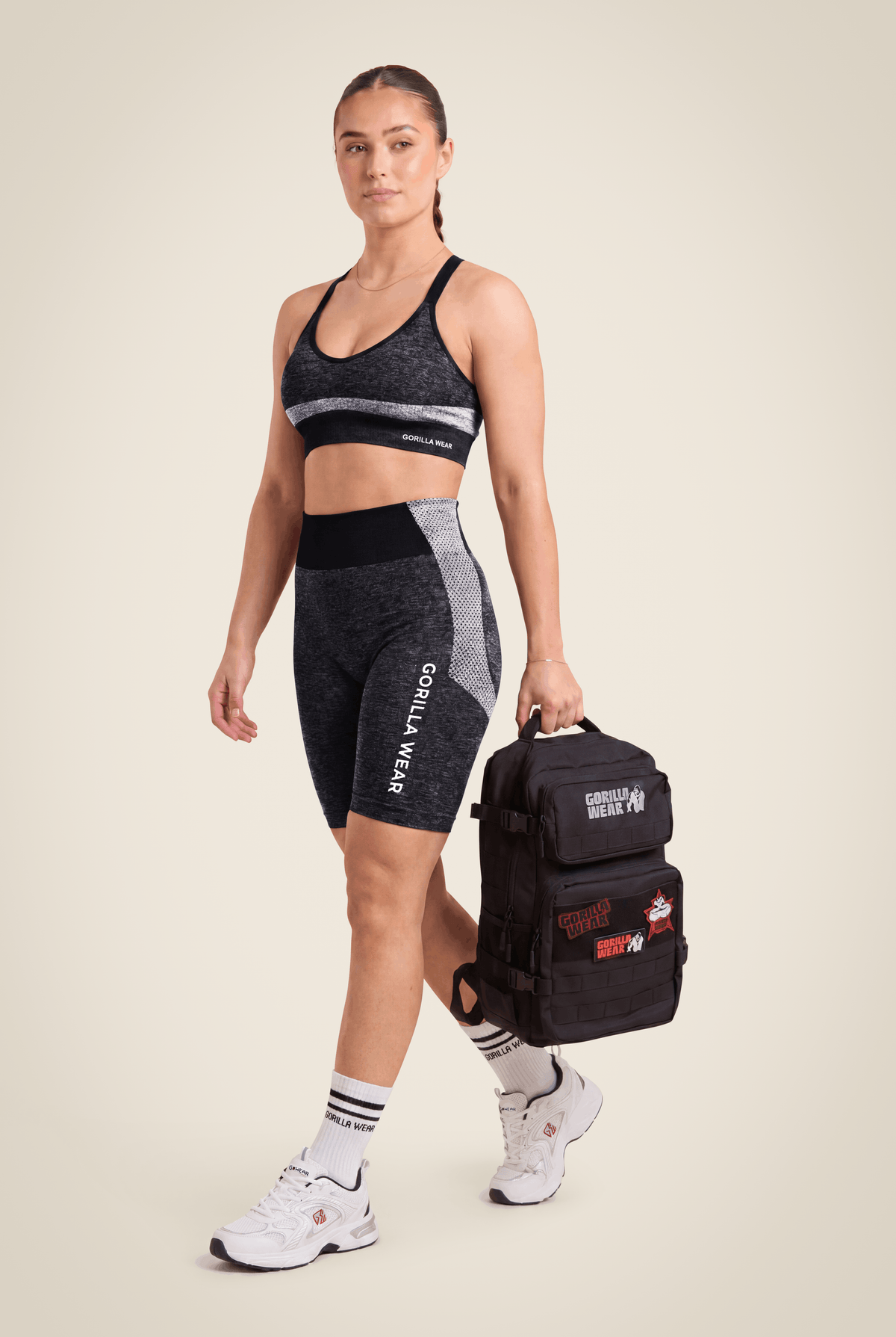 Gorilla Wear Selah Seamless Sports Bra - Black - Full Body