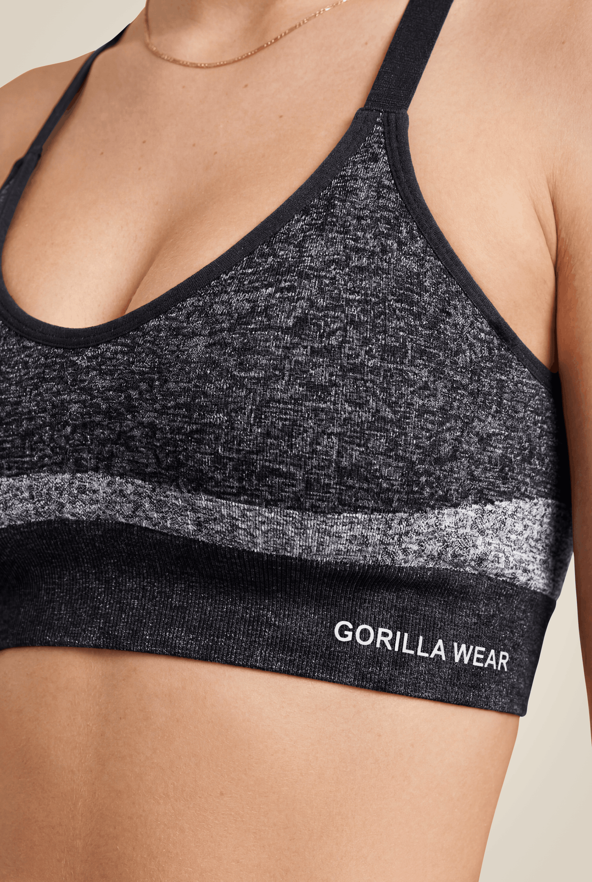 Gorilla Wear Selah Seamless Sports Bra - Black - Detail View