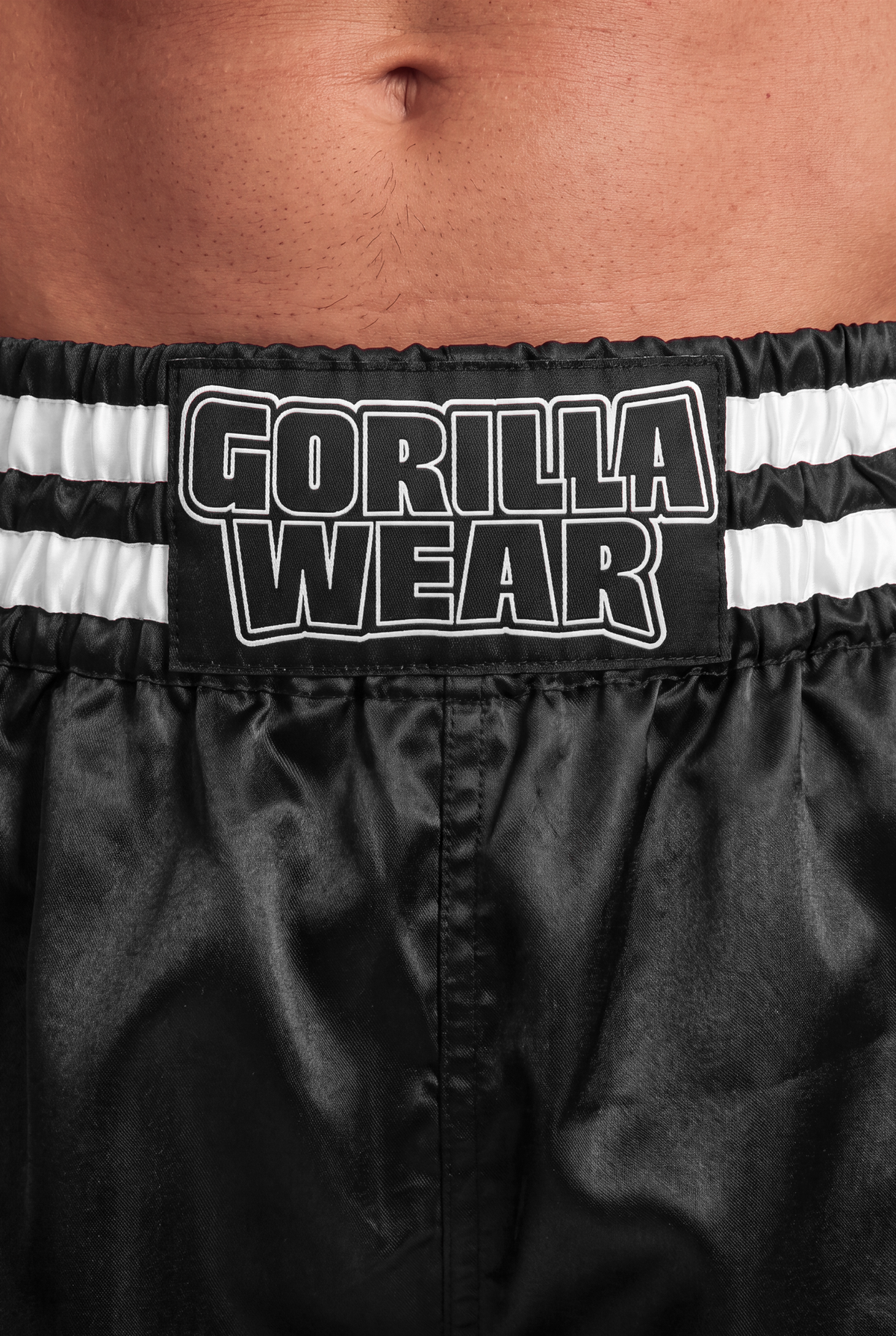 Gorilla Wear Tacoma Fighting Shorts - Black/White - Detail View