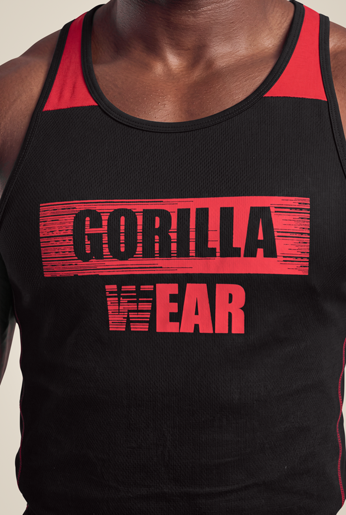 Gorilla Wear Wallace Tank Top - Black/Red - Detail View