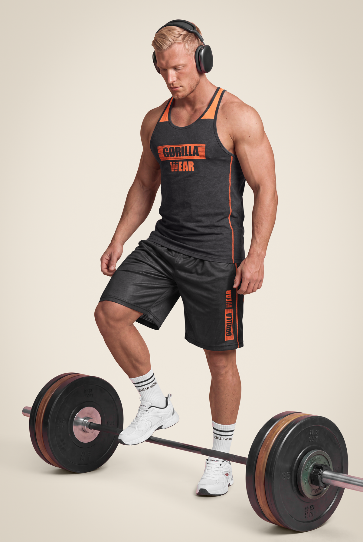 Gorilla Wear Wallace Tank Top - Gray/Orange - Full Body