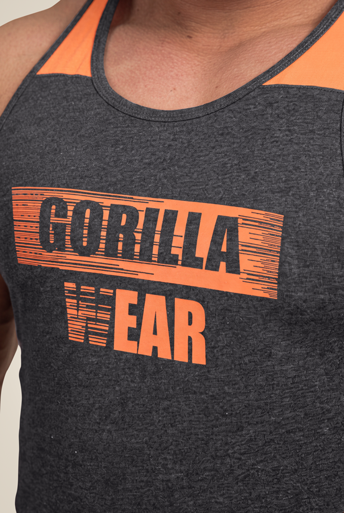 Gorilla Wear Wallace Tank Top - Gray/Orange - Detail View
