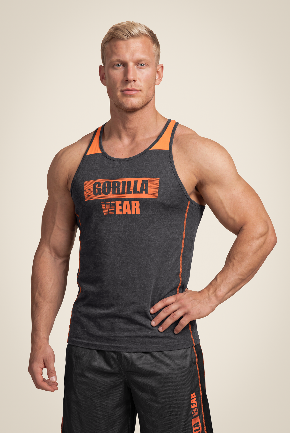 Gorilla Wear Wallace Tank Top - Gray/Orange - Front View