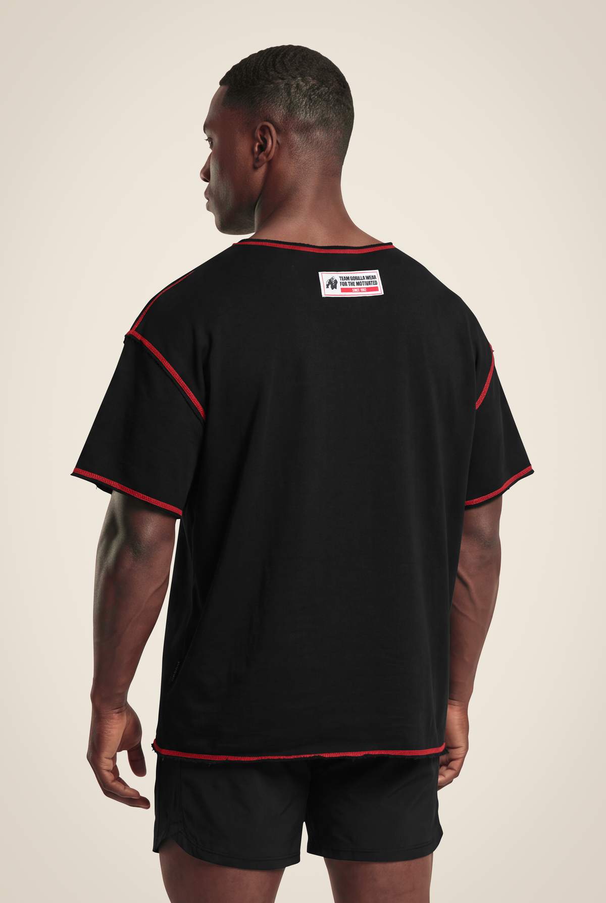 Gorilla Wear Wallace Workout Top - Black/Red - Back View