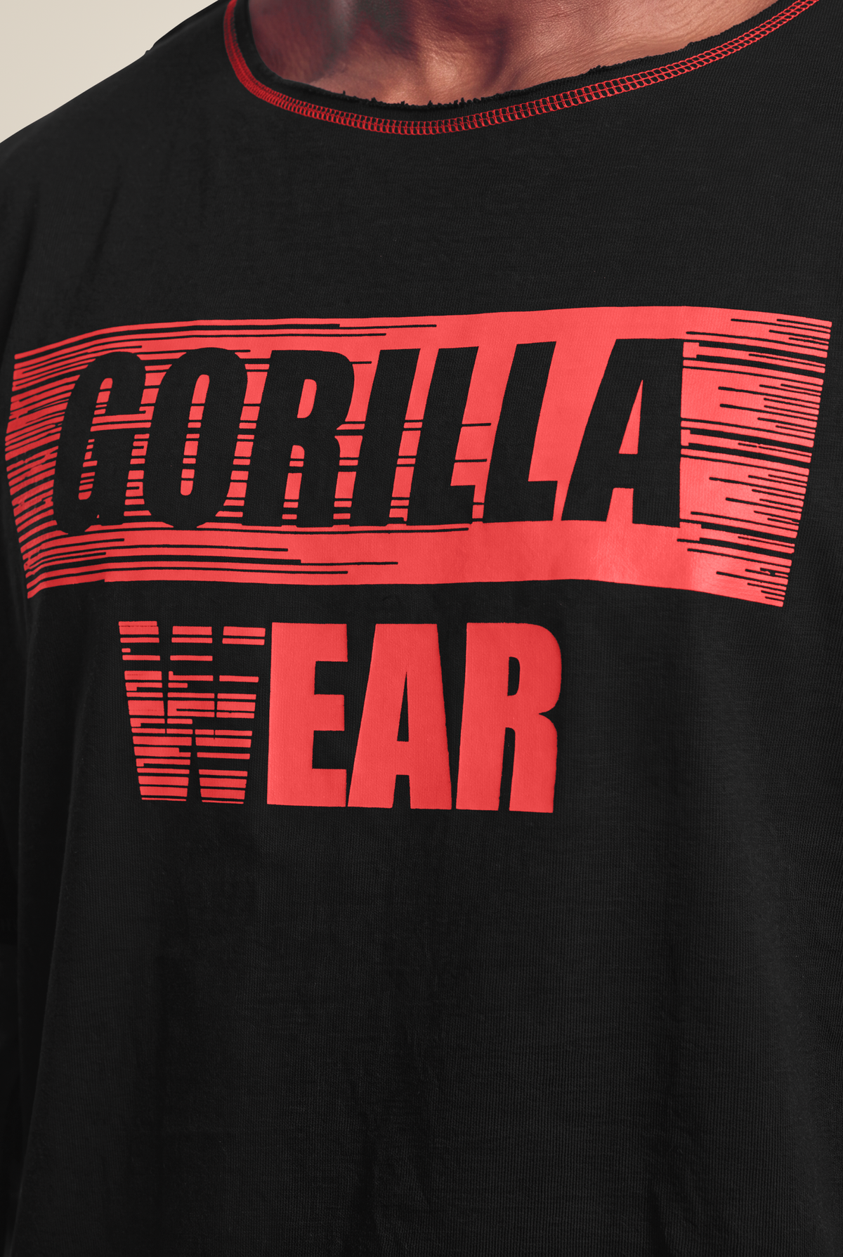 Gorilla Wear Wallace Workout Top - Black/Red - Detail View