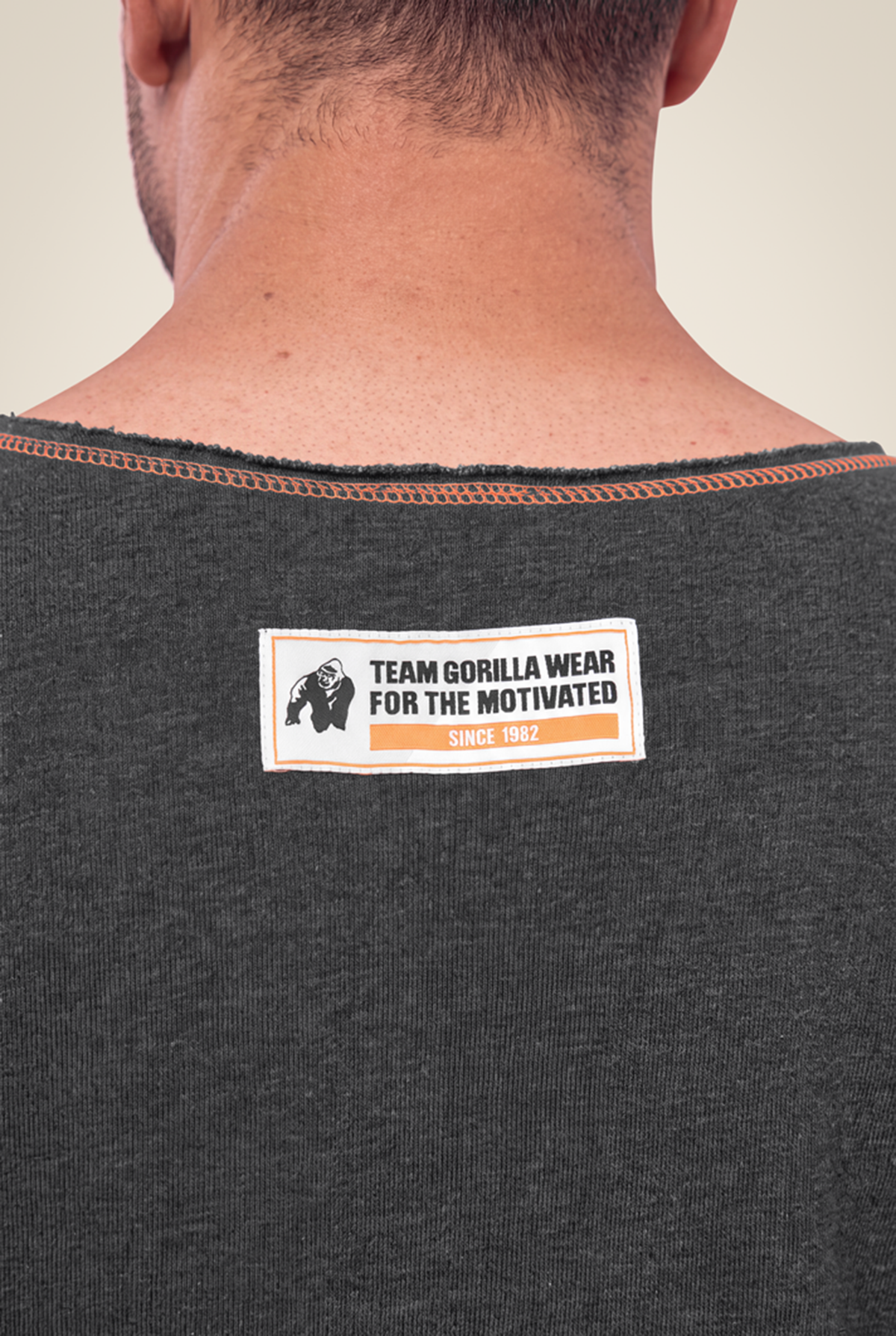 Gorilla Wear Wallace Workout Top - Gray/Orange - Detail View