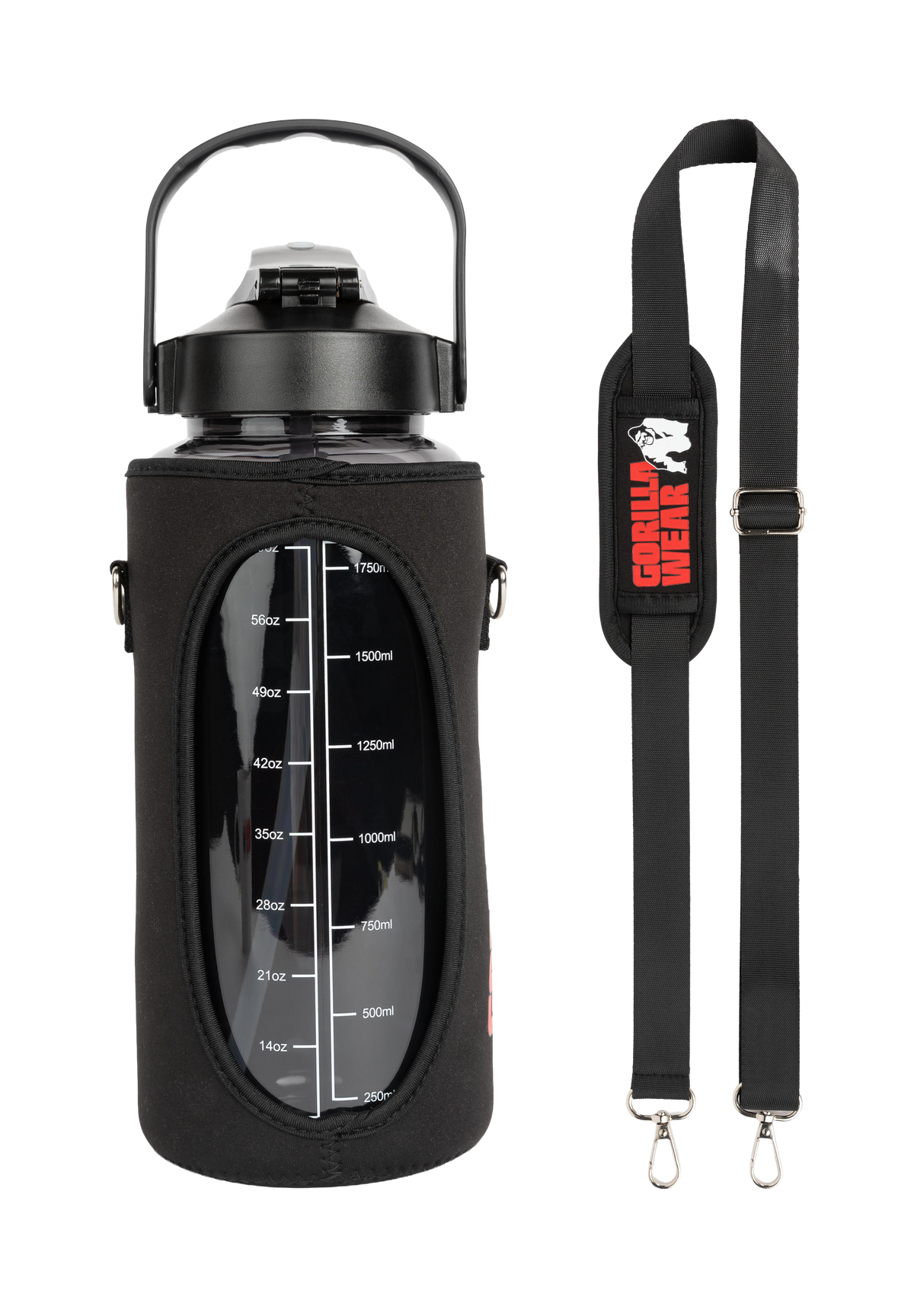 Gorilla Wear Water Bottle With Sleeve 2L Shakers & Bottles Black