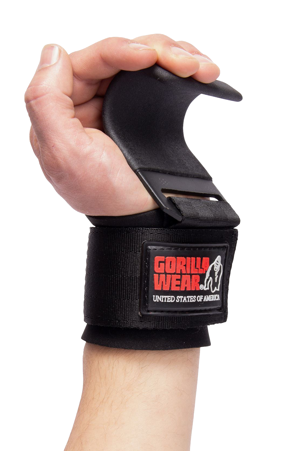 Gorilla Wear Weight Lifting Hooks - Black - Detail View