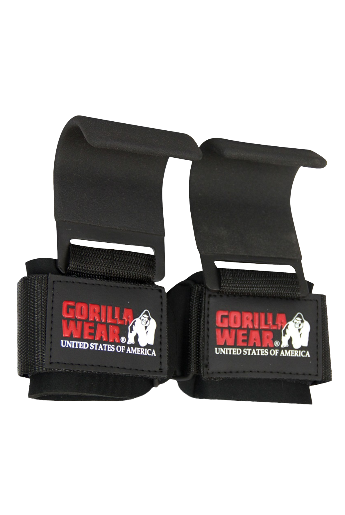 Gorilla Wear Weight Lifting Hooks - Black - Product View