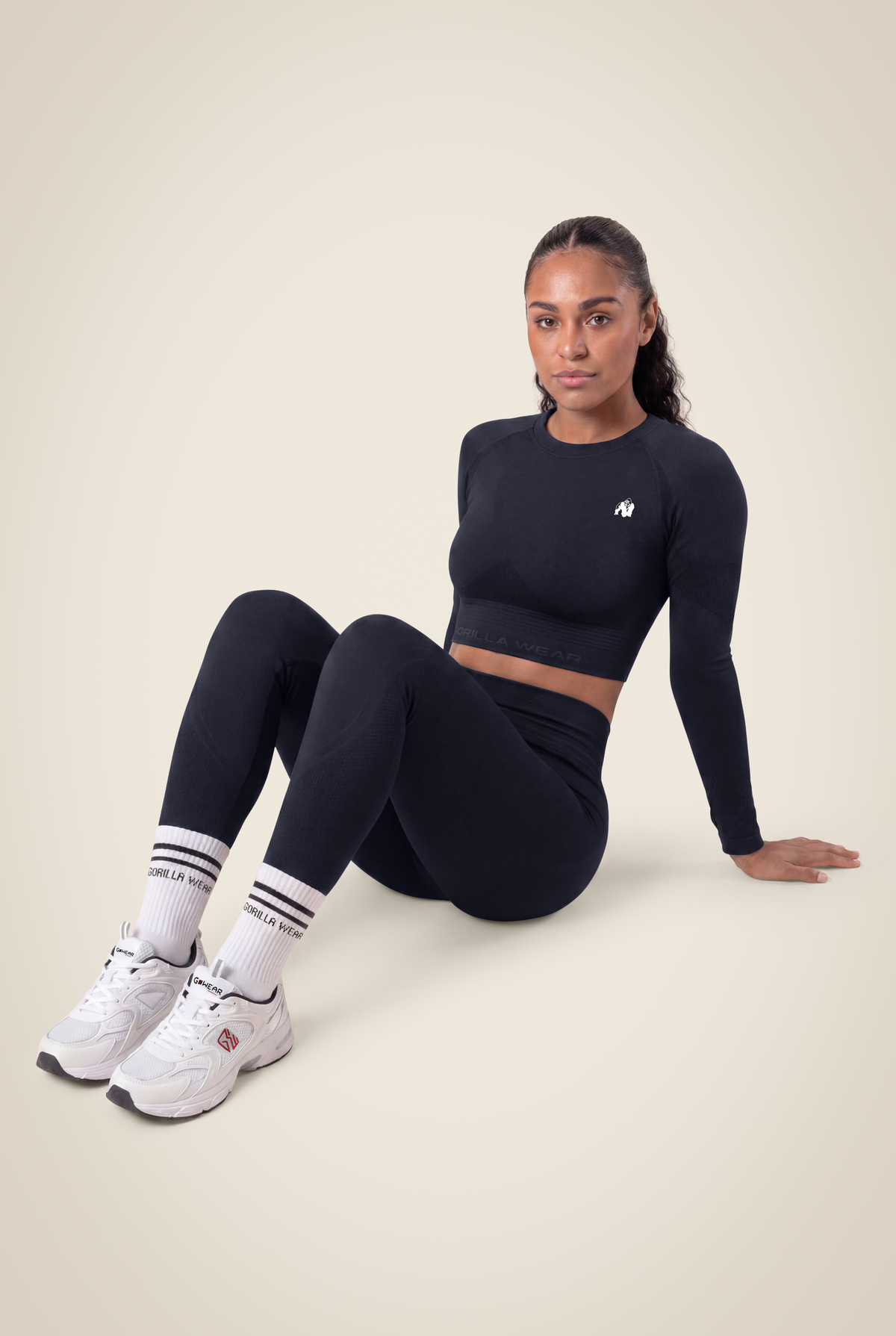 Gorilla Wear Whitney Seamless Crop Top - Black - Full Body