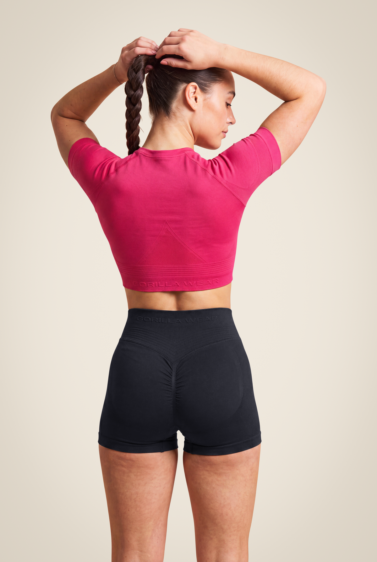 Gorilla Wear Whitney Seamless Crop Top - Pink - Back View