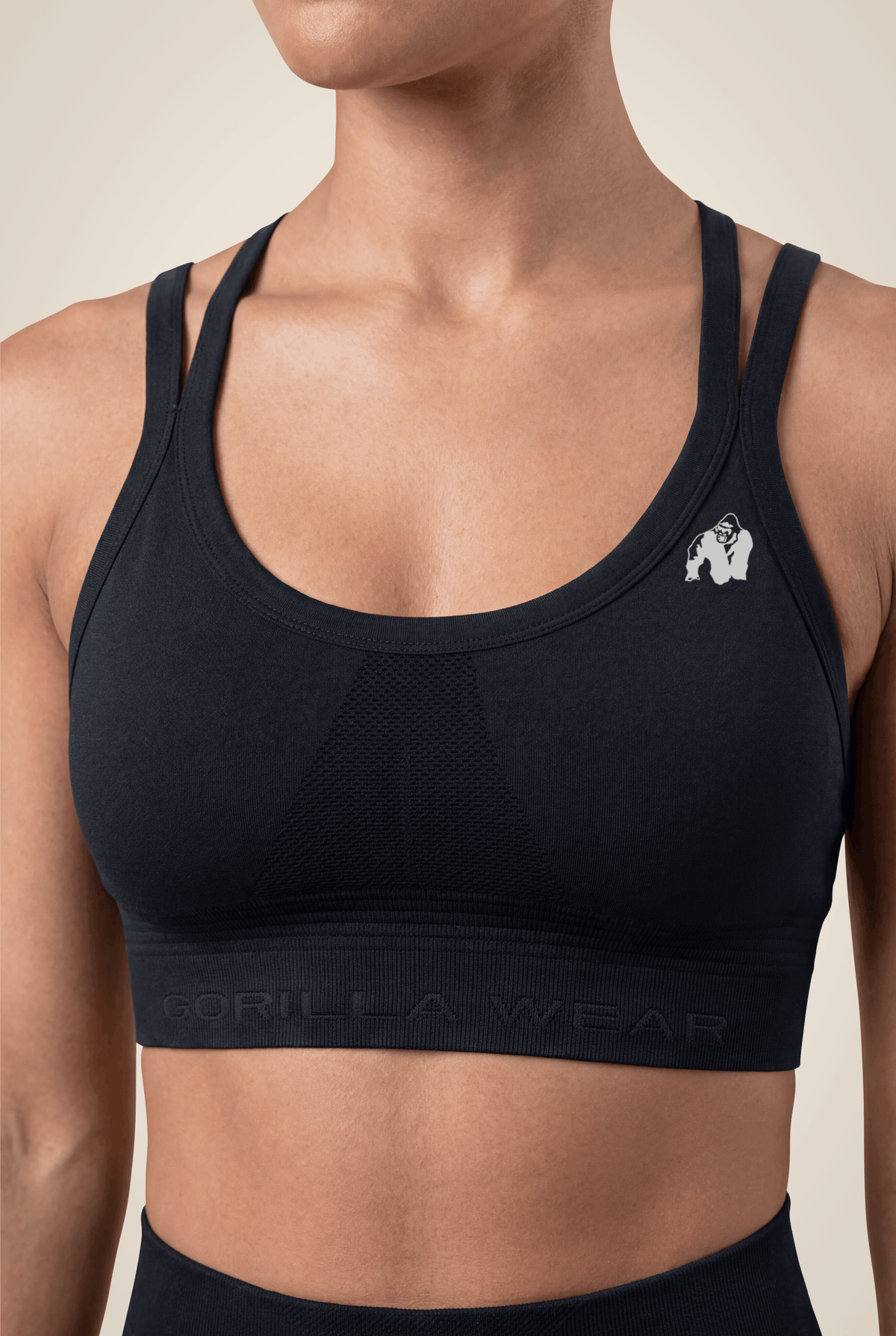 Gorilla Wear Whitney Seamless Sports Bra - Black - Detail View