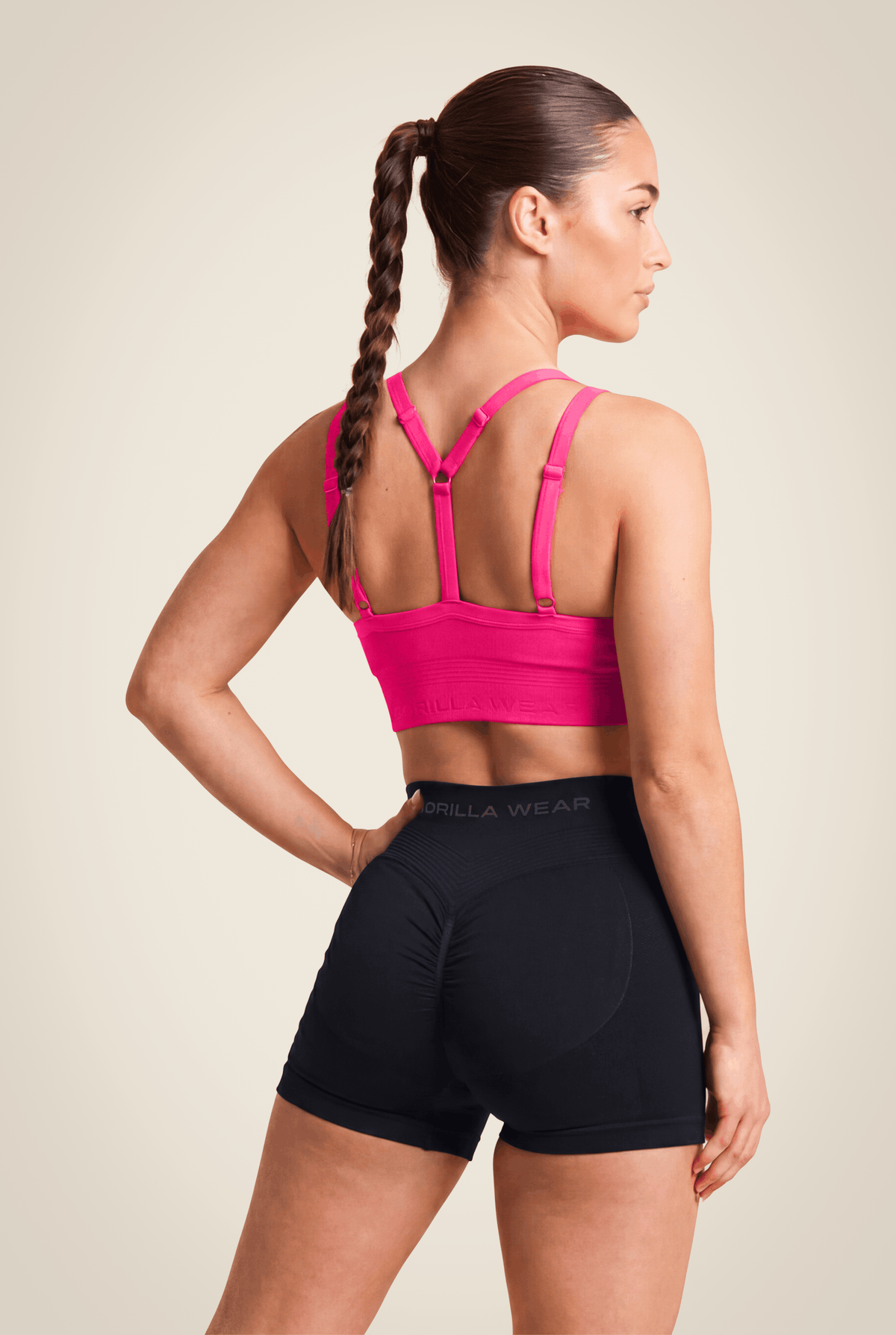 Gorilla Wear Whitney Seamless Sports Bra - Pink - Back View