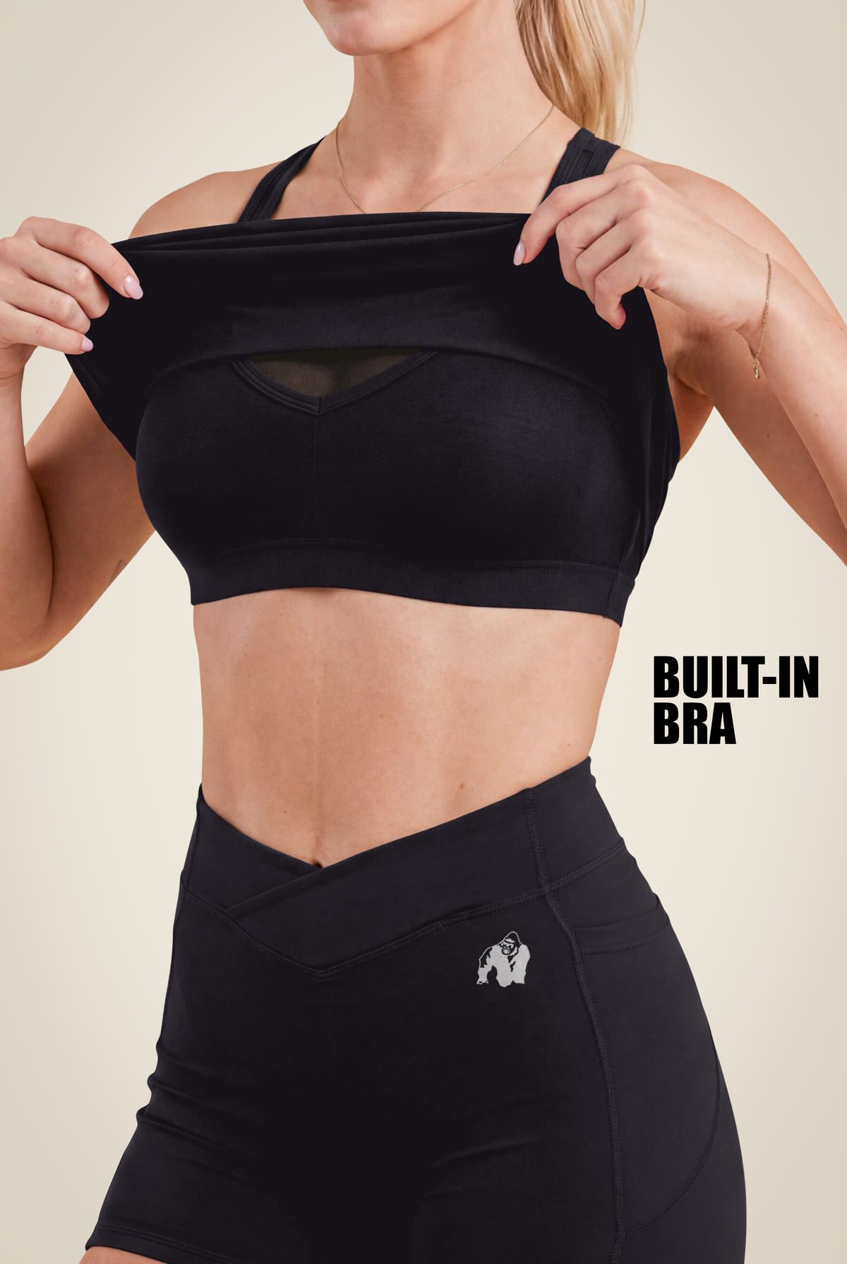 Gorilla Wear Willow Tank Top & Leggings Set - Black - Detail View
