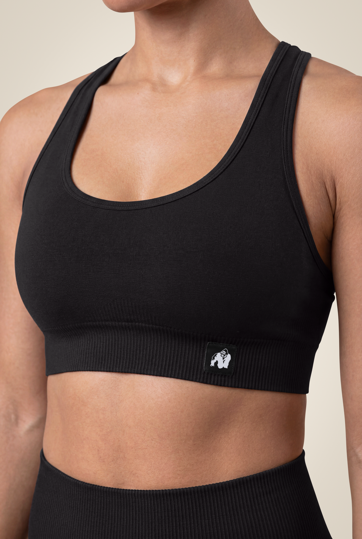 Gorilla Wear Yava Seamless Sports Bra - Black - Detail View