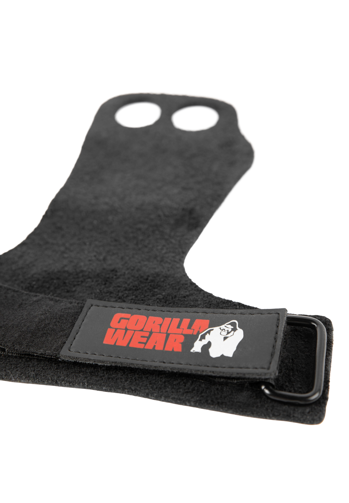 Gorilla Wear 2-Hole Leather Lifting Grips Workout Gloves & Grips Black