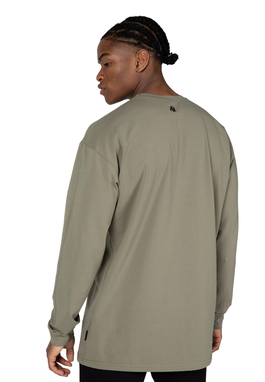 Gorilla Wear Boise Oversized Long Sleeve T-Shirt & Tops Army Green