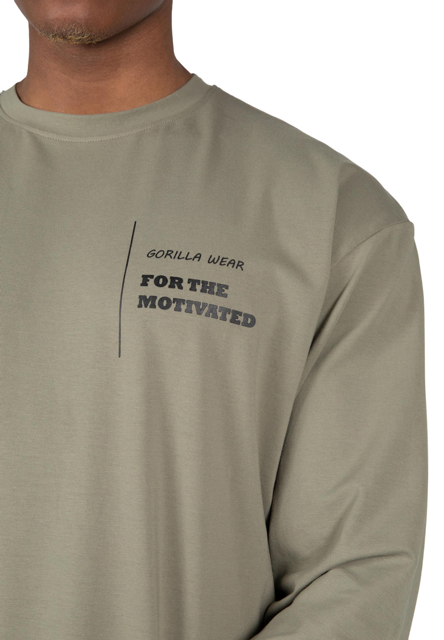 Gorilla Wear Boise Oversized Long Sleeve T-Shirt & Tops Army Green