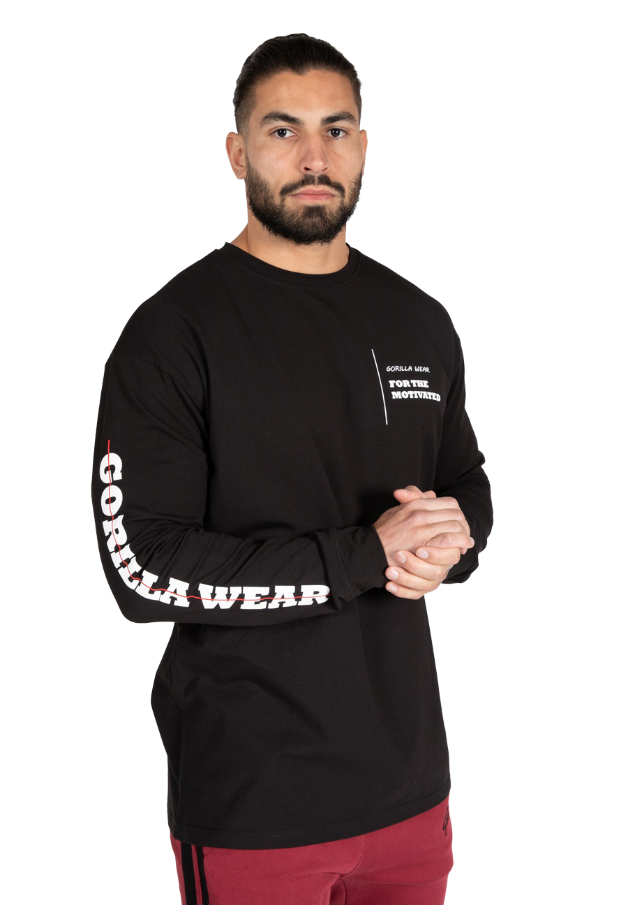 Gorilla Wear Boise Oversized Long Sleeve T-Shirt & Tops Black