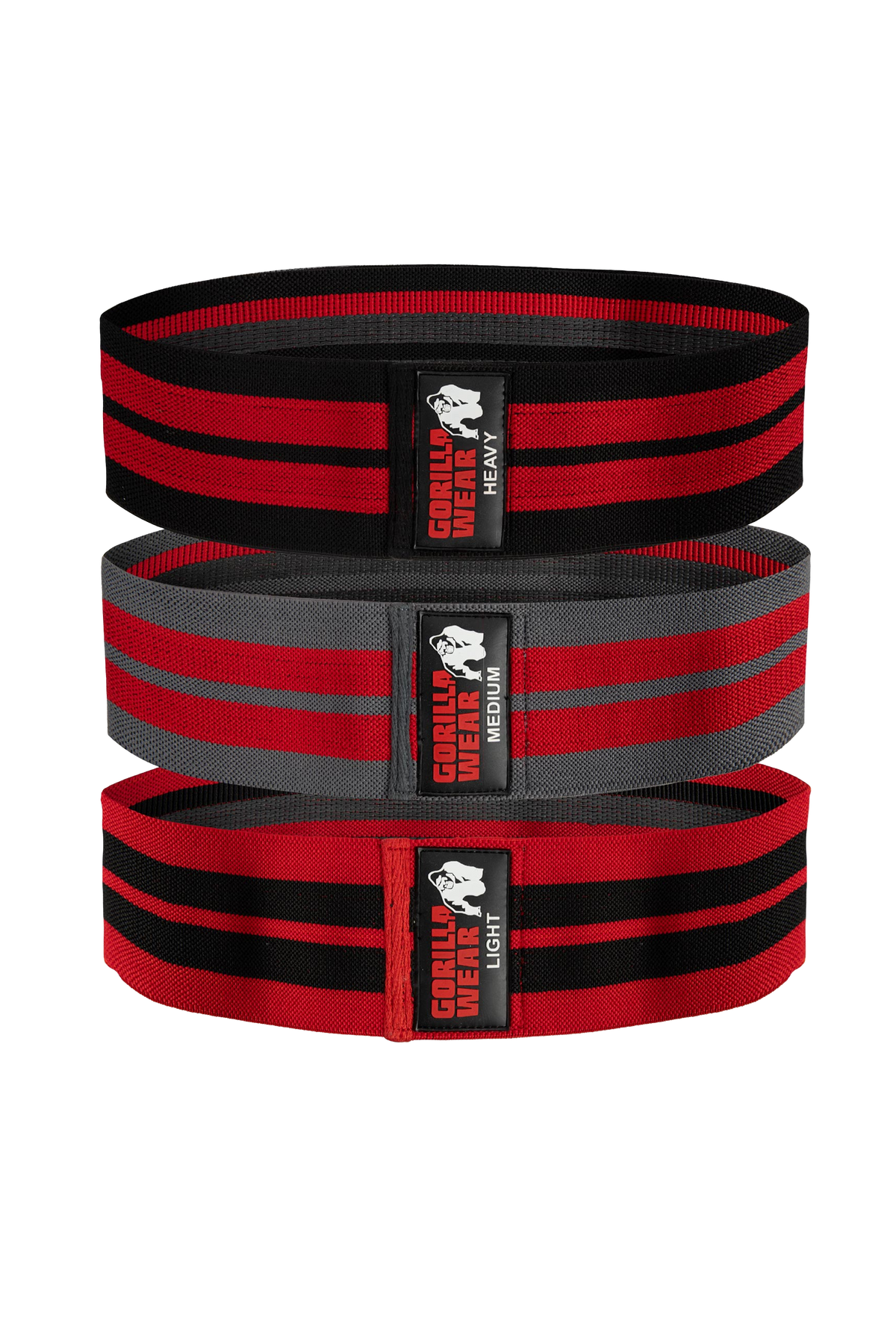 Gorilla Wear Glute Bands 3-Pack Lifting Straps & Wraps Black/Red/Gray