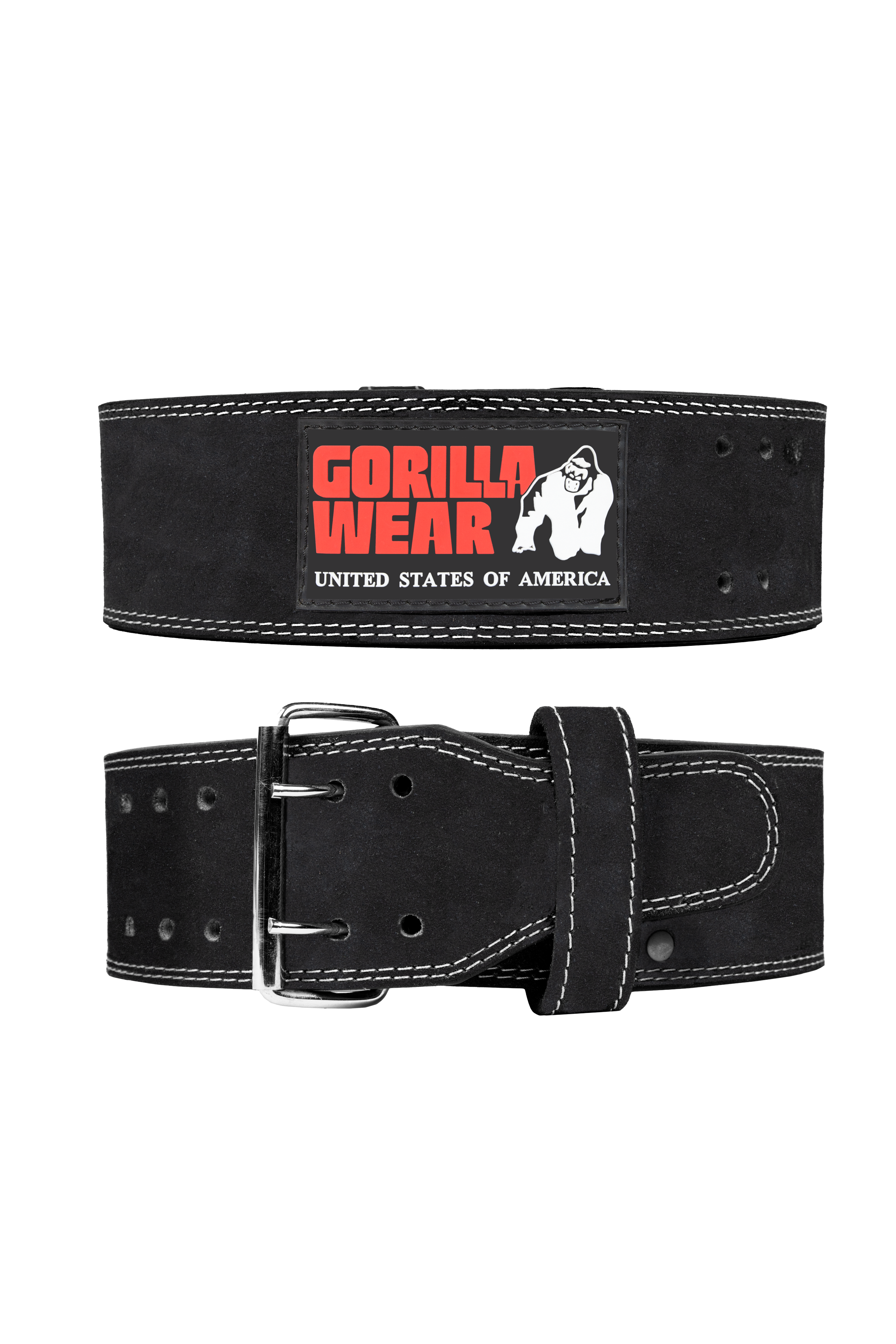 Gorilla Wear 4 Inch Leather Lifting Belt - Black - Product View