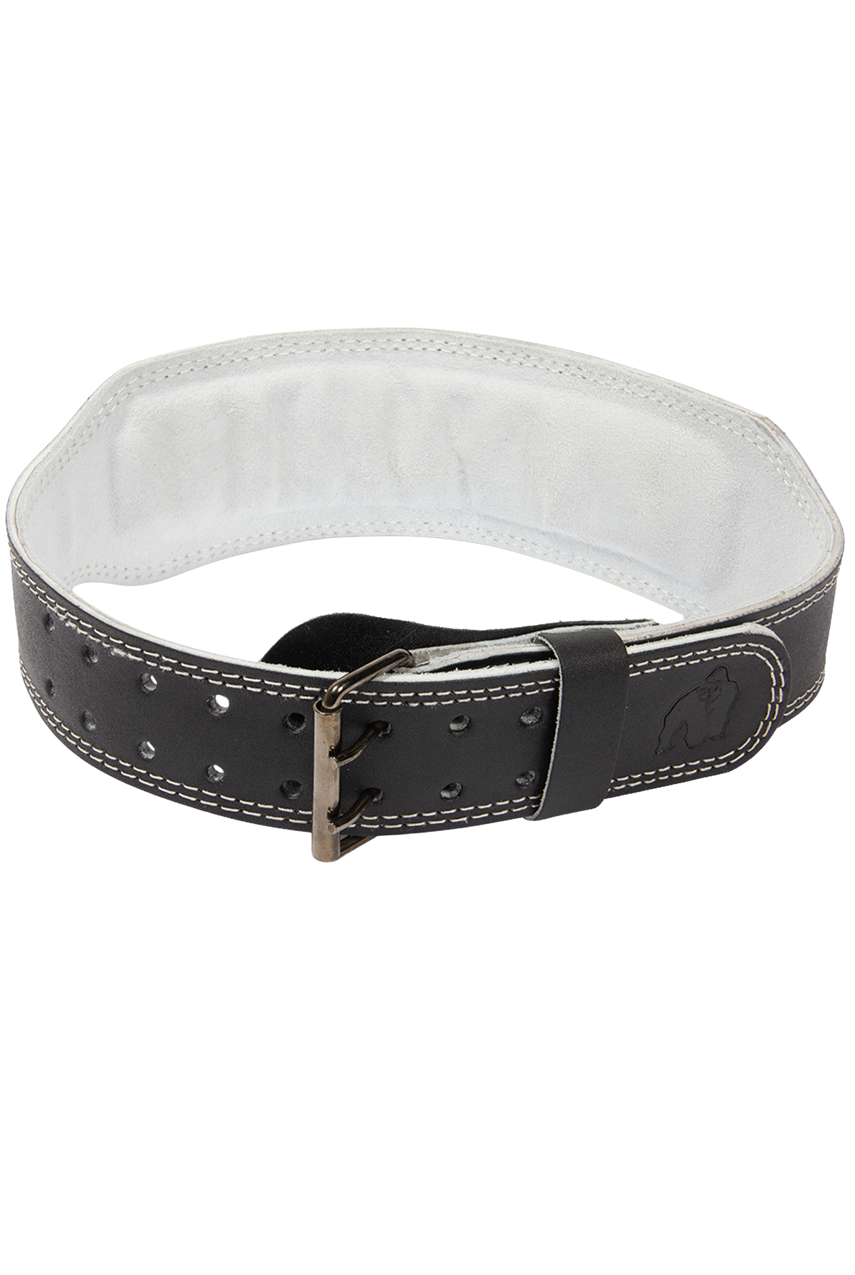 Gorilla Wear 4 Inch Padded Leather Lifting Belt - Black/Gray - Back View