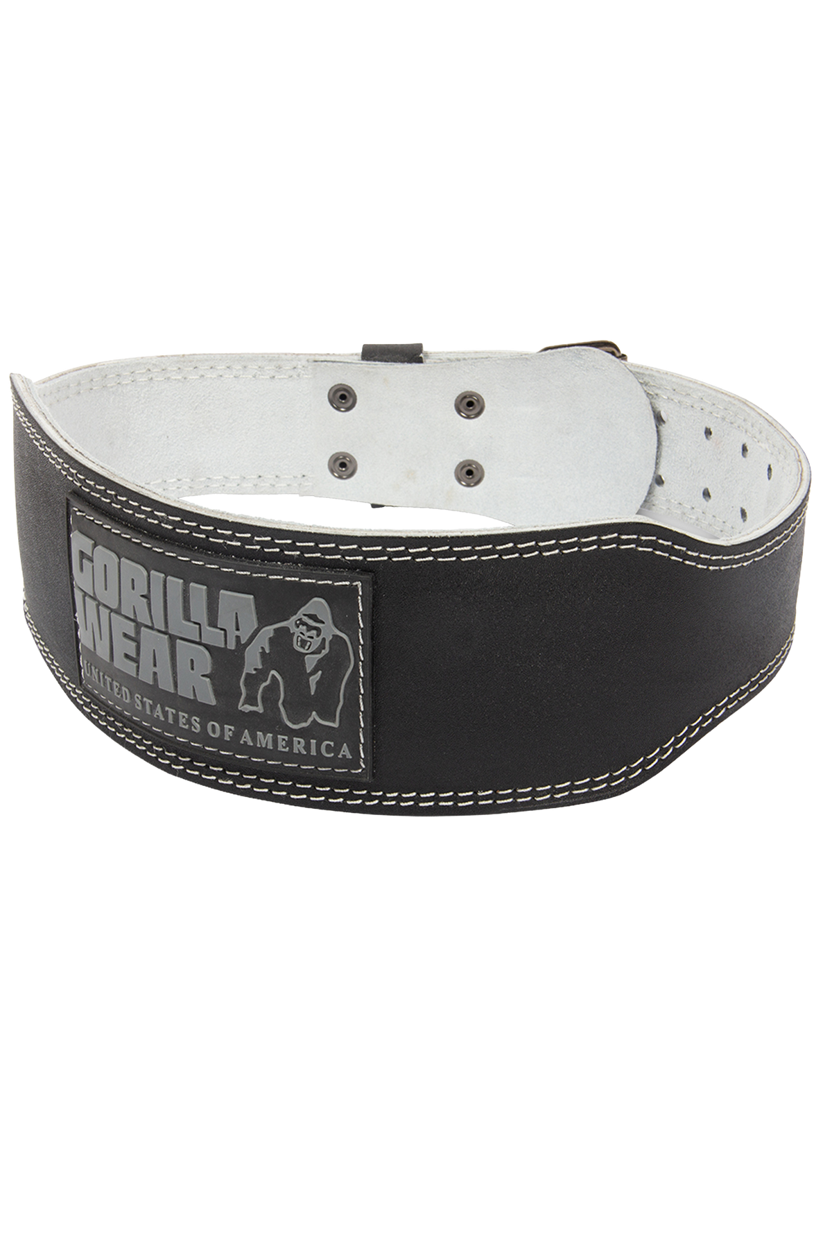 Gorilla Wear 4 Inch Padded Leather Lifting Belt - Black/Gray - Side View