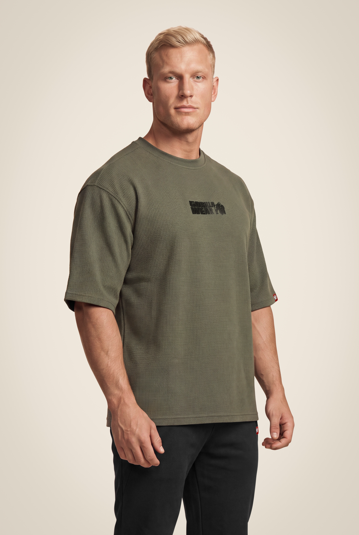 Gorilla Wear Idaho Oversized Waffle T-Shirt in Army Green