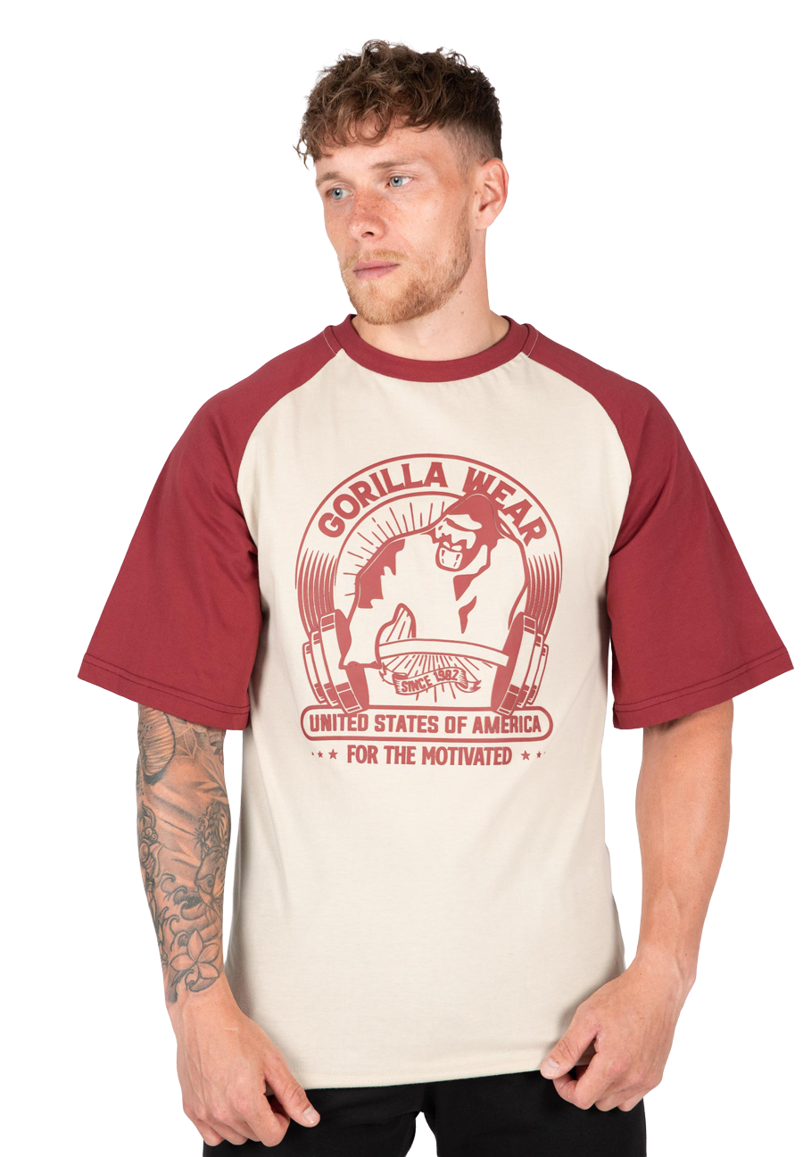 Gorilla Wear Logan Oversized T-Shirt T-Shirt & Tops Beige/Red