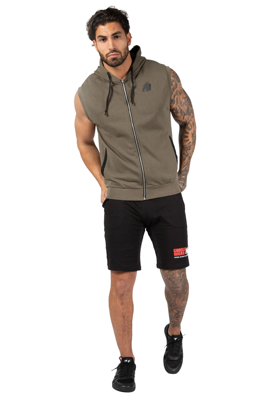 Gorilla Wear Springfield S/L Zipped Hoodie Hoodie & Sweatshirt Army Green