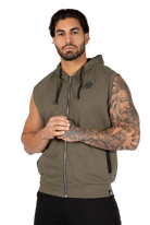 Gorilla Wear Springfield S/L Zipped Hoodie - Army Green - Front View