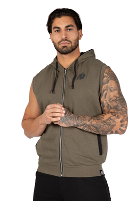 Gorilla Wear Springfield S/L Zipped Hoodie Hoodie & Sweatshirt Army Green